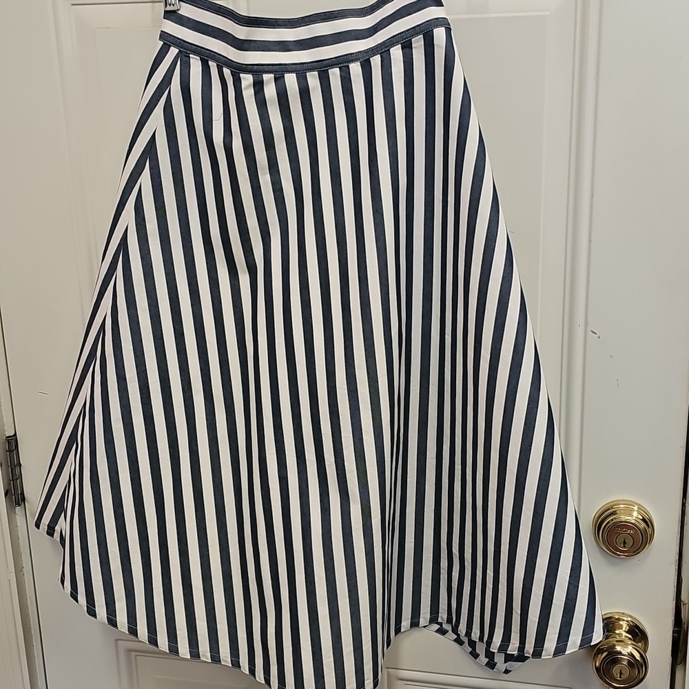 Maeve, Navy, White, Striped, Skirt, Travel, Vacation, Wedding, Classic, Midi